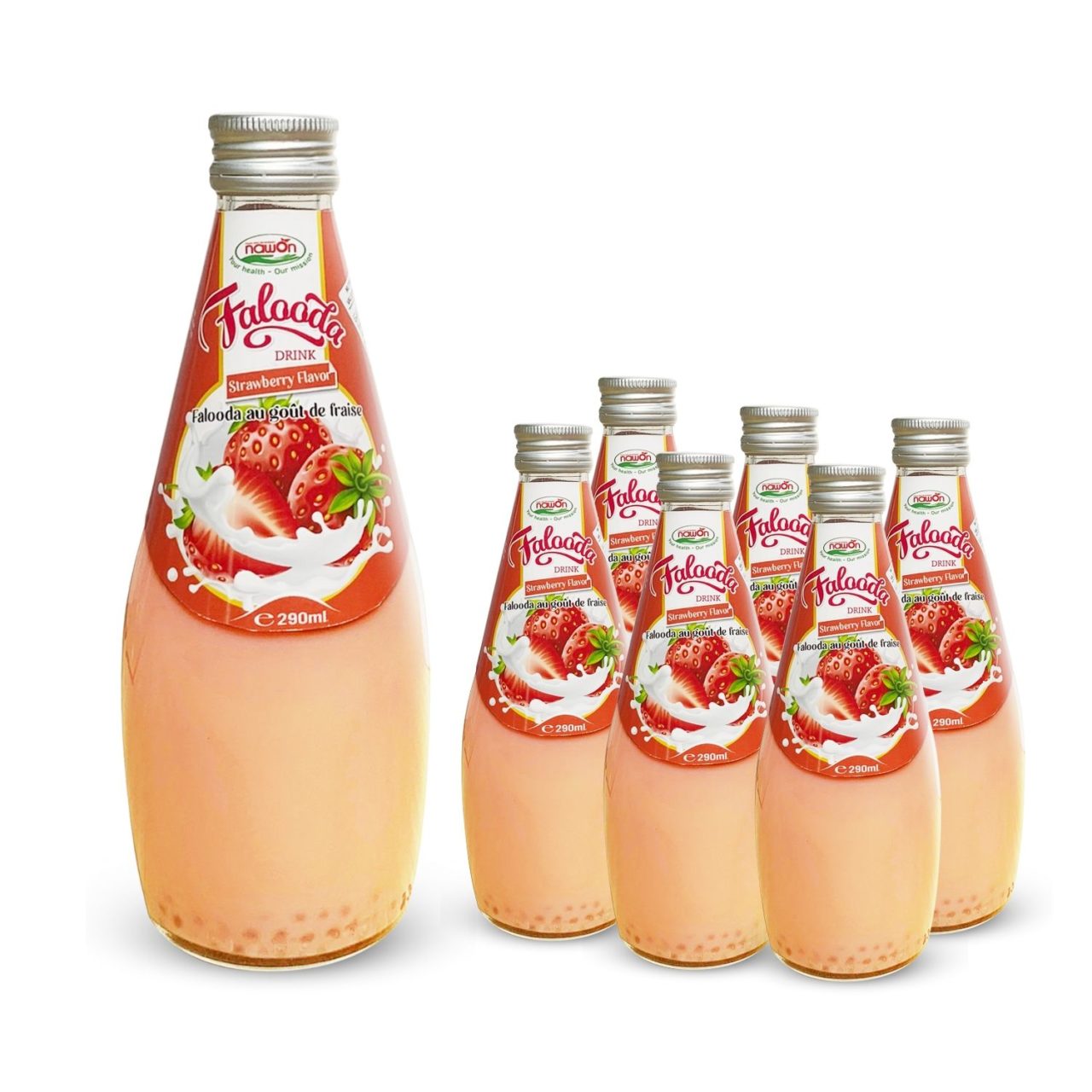 natural falooda drink with strawberry flavor glass bottle 290ml 9 81 fl oz