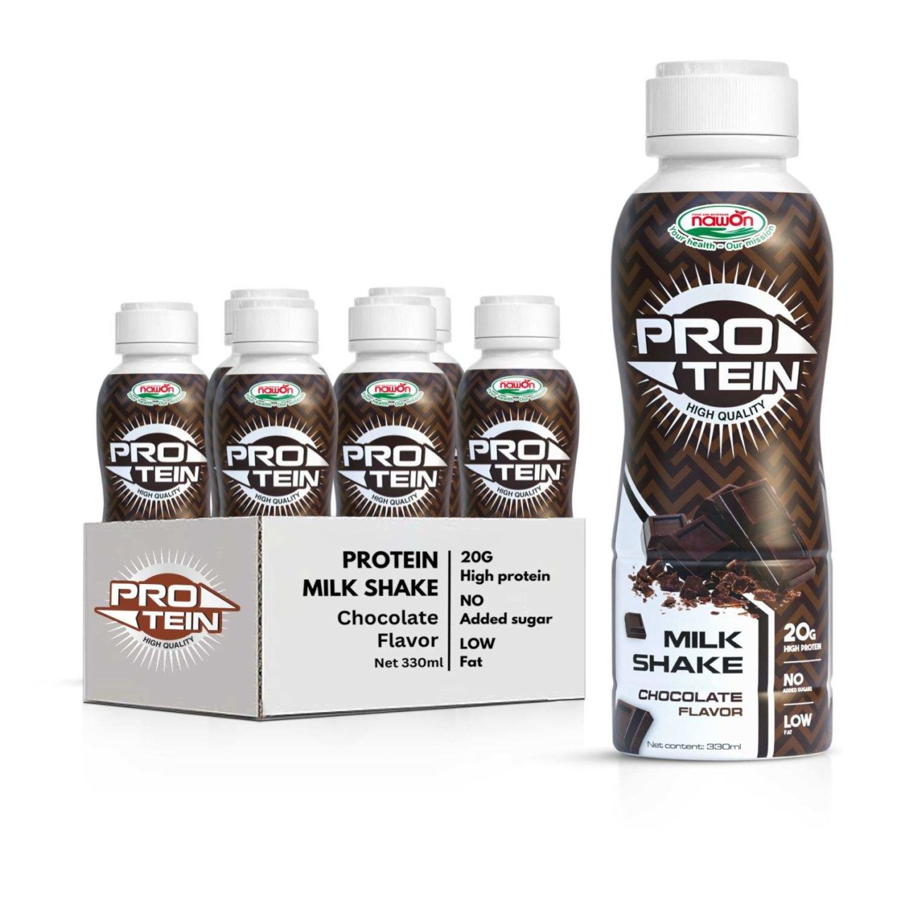 protein shake milk with chocolate flavor bottle 330ml