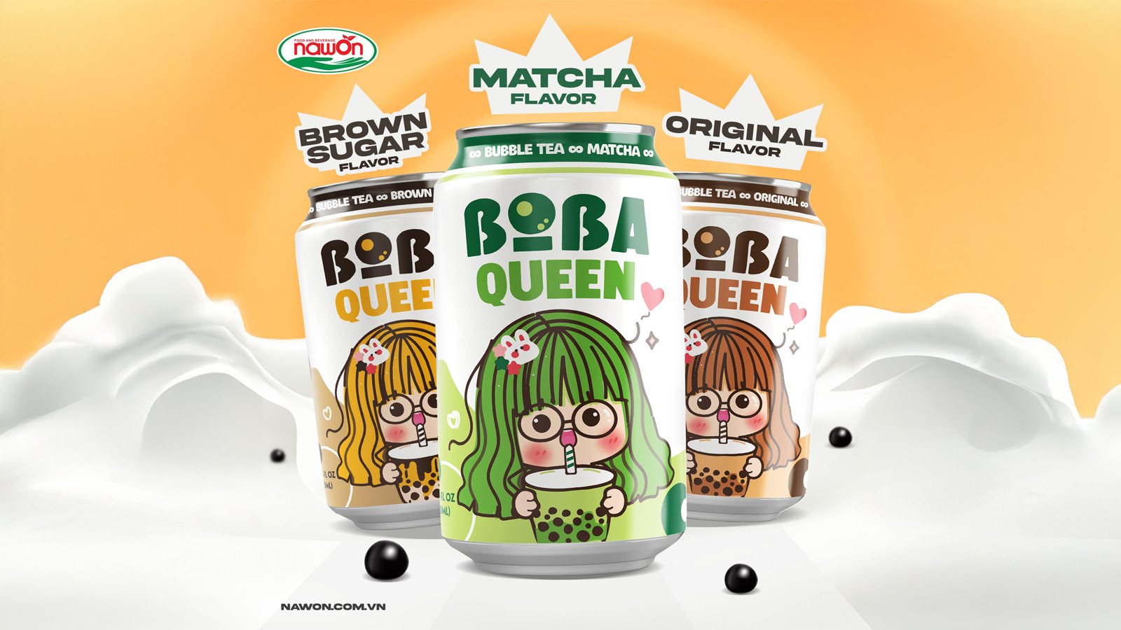330ml can boba queen brown sugar bubble tea drink wholesale