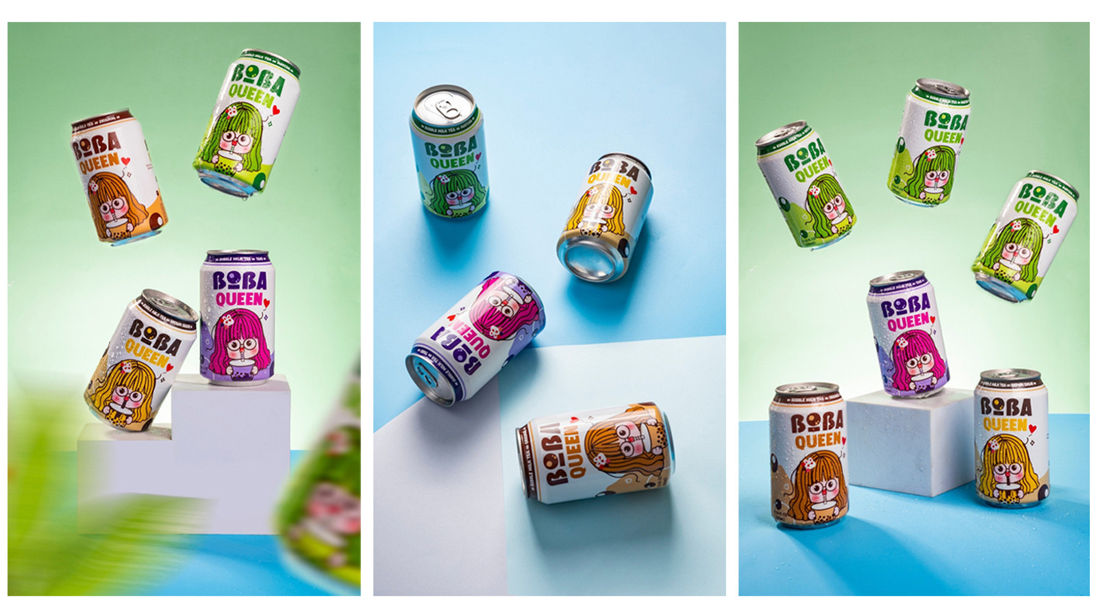 330ml can boba queen matcha bubble tea drink wholesale