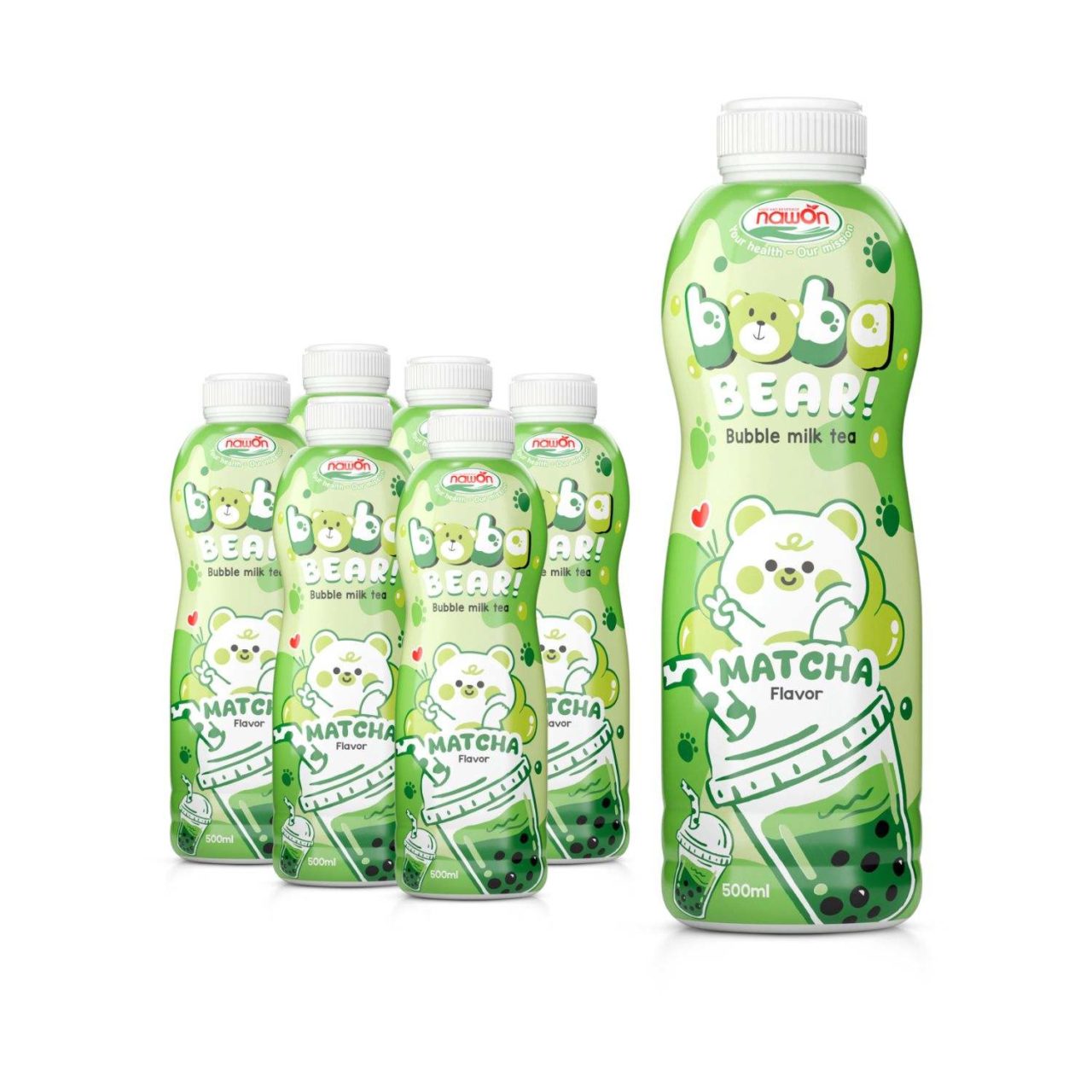 bottle 500ml 16 9 fl oz boba bear matcha bubble milk tea sweet and smooth delight