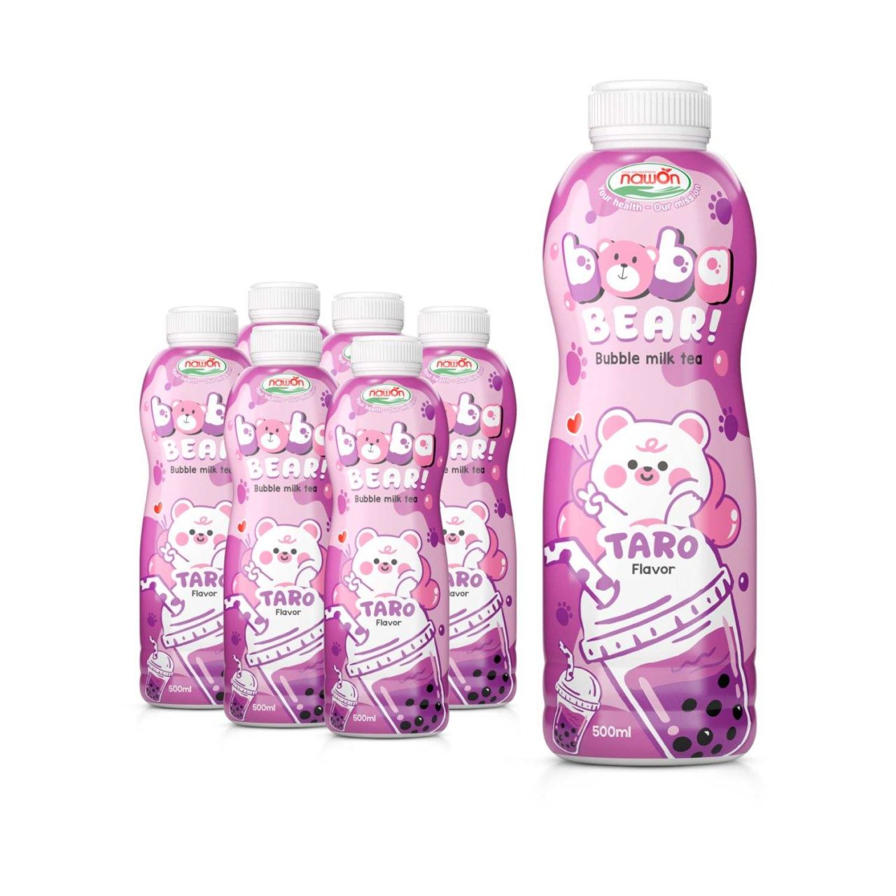 bottle 500ml 16 9 fl oz boba bear taro bubble milk tea sweet and smooth delight