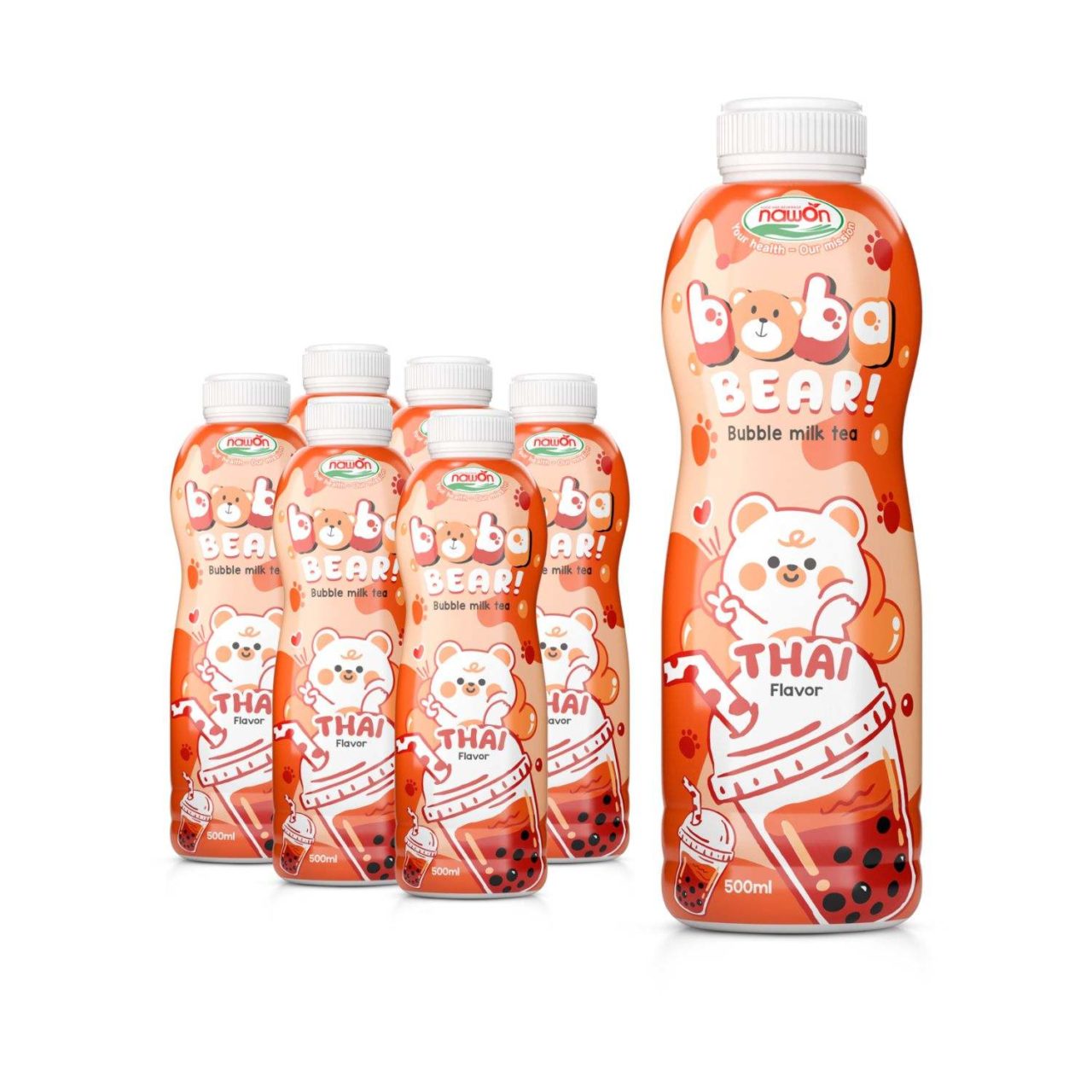 bottle 500ml 16 9 fl oz boba bear thai bubble milk tea sweet and smooth delight