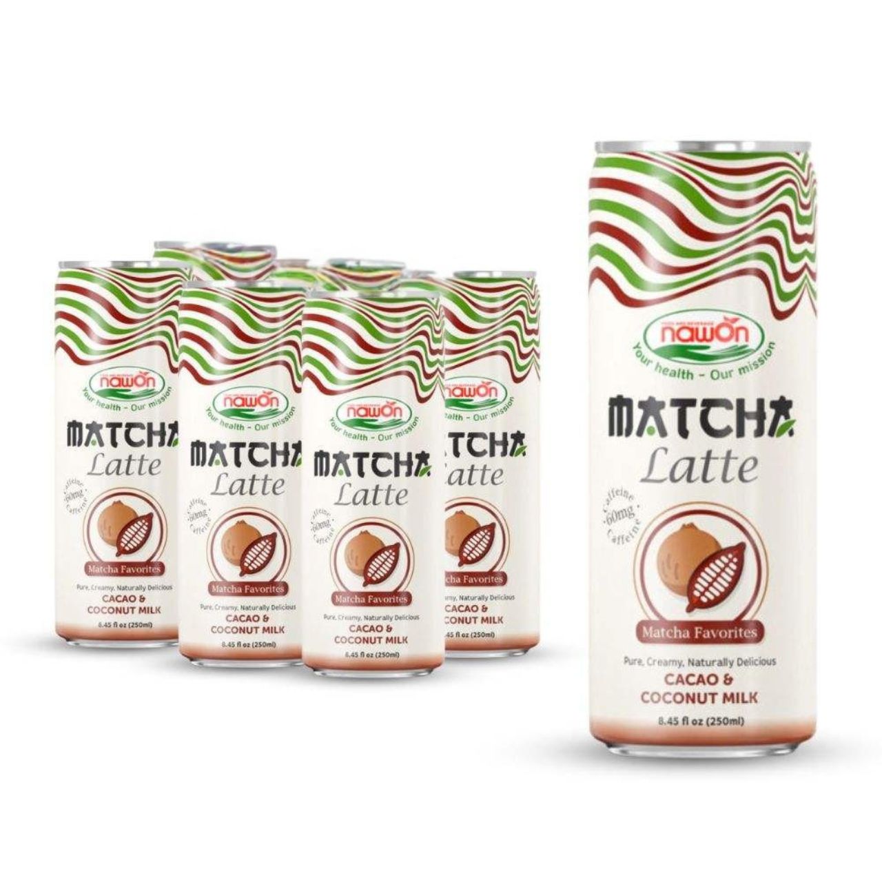 can 250ml 8 46 fl oz matcha latte with cacao and coconut milk flavor