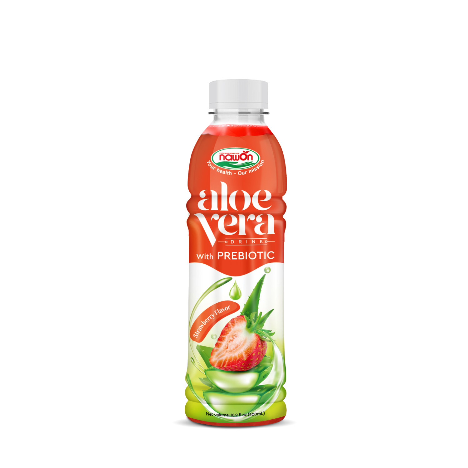Bottled 500ml 16 9 fl oz aloe vera strawberry drink with prebiotics | Nawon