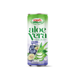 Canned 8 45 fl oz 250 ml aloe vera drink with blueberry flavor