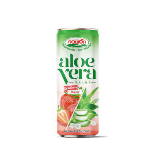 Canned 8 45 fl oz 250 ml aloe vera drink with strawberry flavor