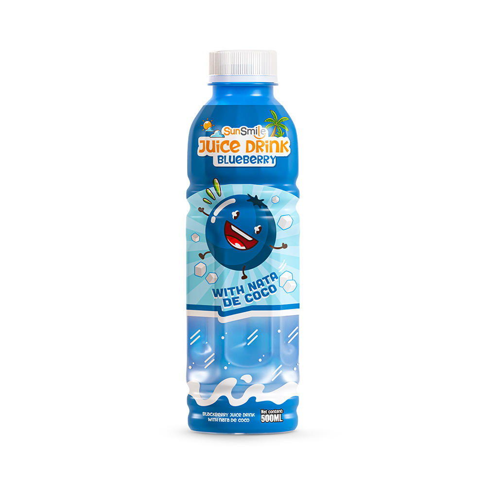 Bottle 500ml 16 9 fl oz blueberry juice drink with chewy nata de coco jelly
