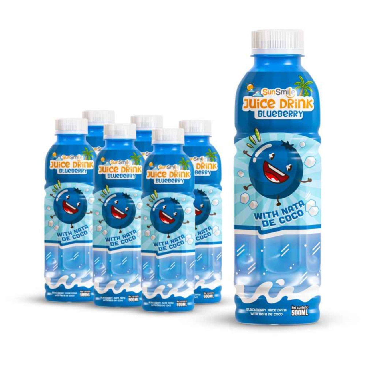 Bottle 500ml 16 9 fl oz blueberry juice drink with chewy nata de coco jelly