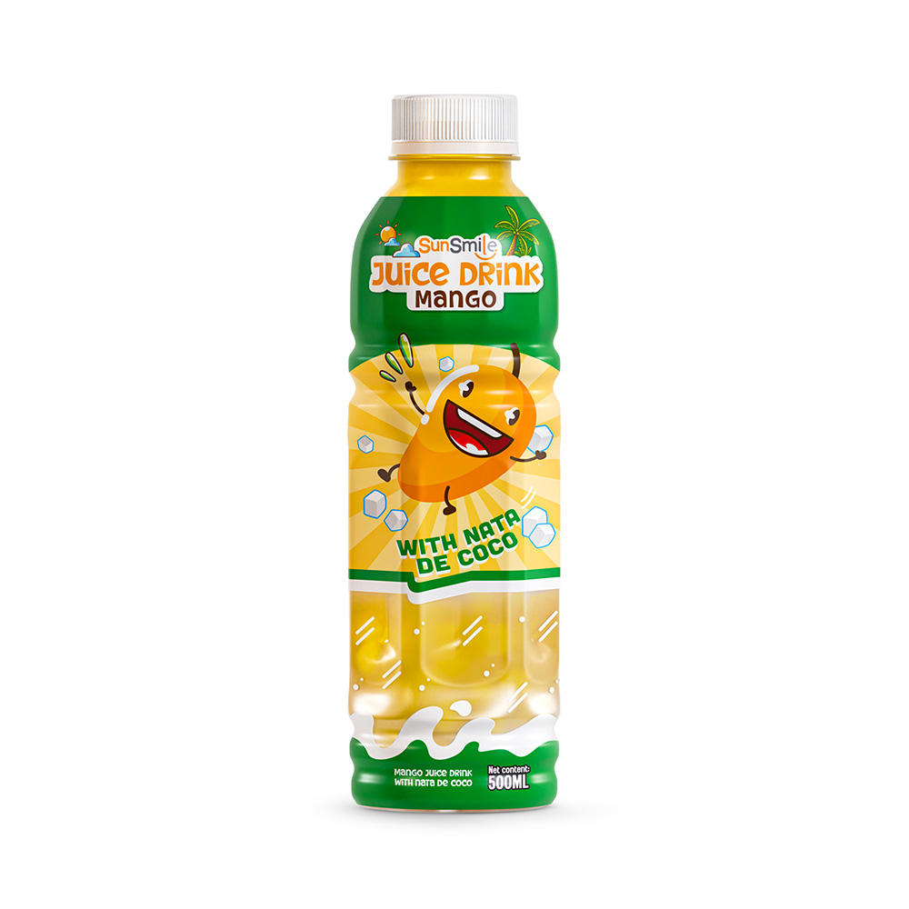 Bottle 500ml 16 9 fl oz mango juice drink with chewy nata de coco jelly