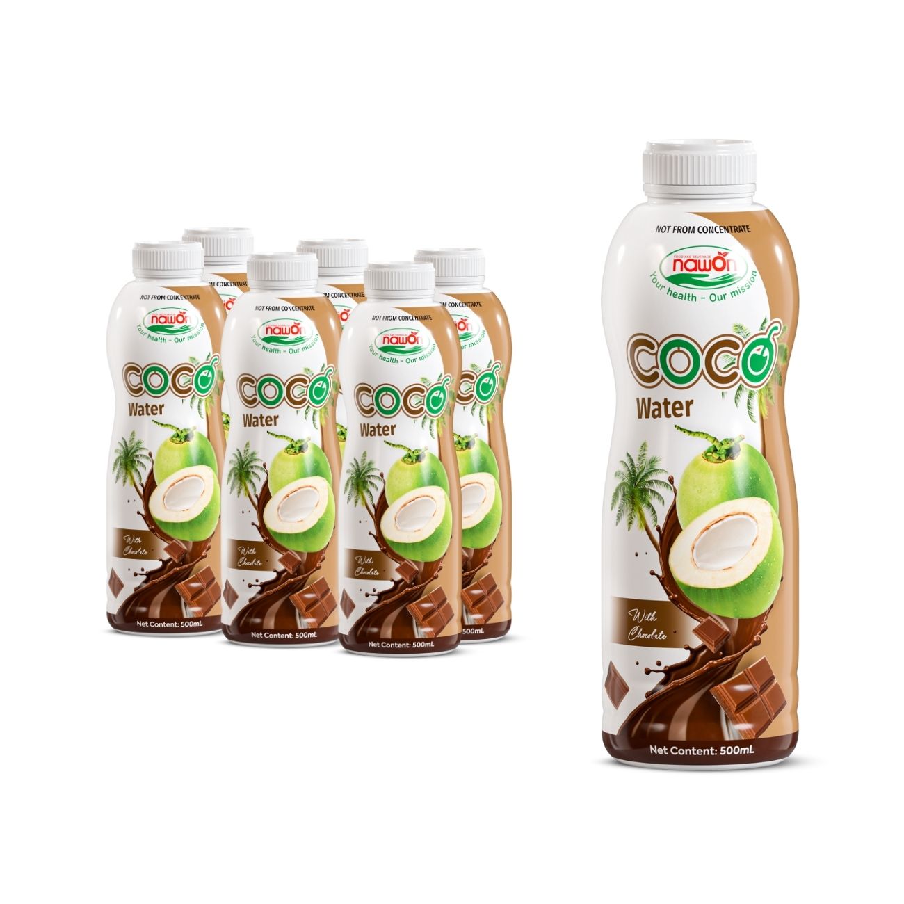 Bottle 500ml 16 9 fl oz natural nfc coco water with gentle chocolate flavor (1)