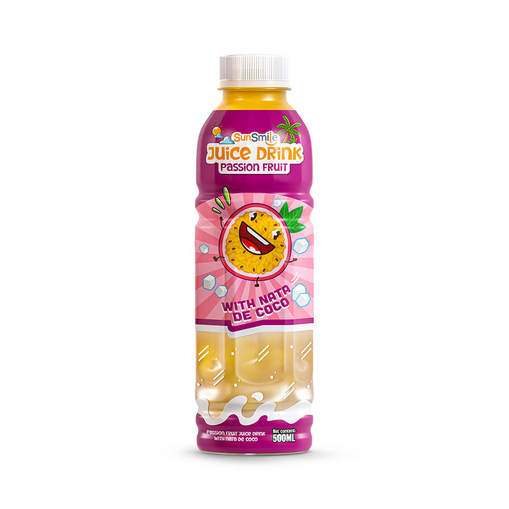 Bottle 500ml 16 9 fl oz passion fruit juice drink with chewy nata de coco jelly