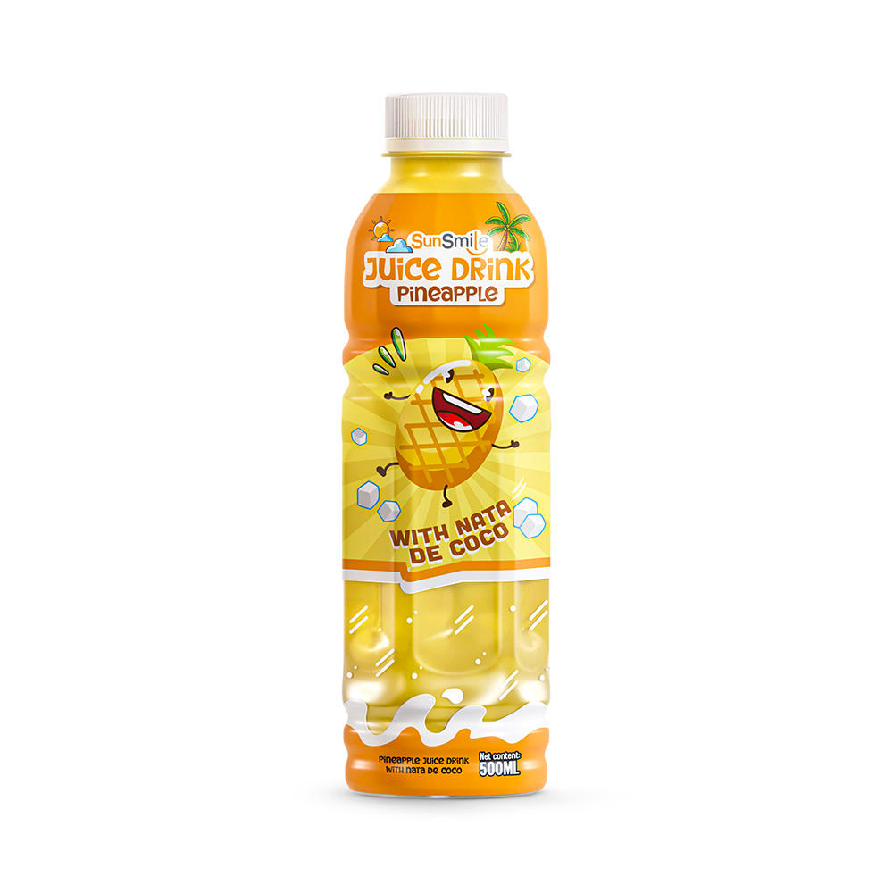 Bottle 500ml 16 9 fl oz pineapple juice drink with chewy nata de coco jelly