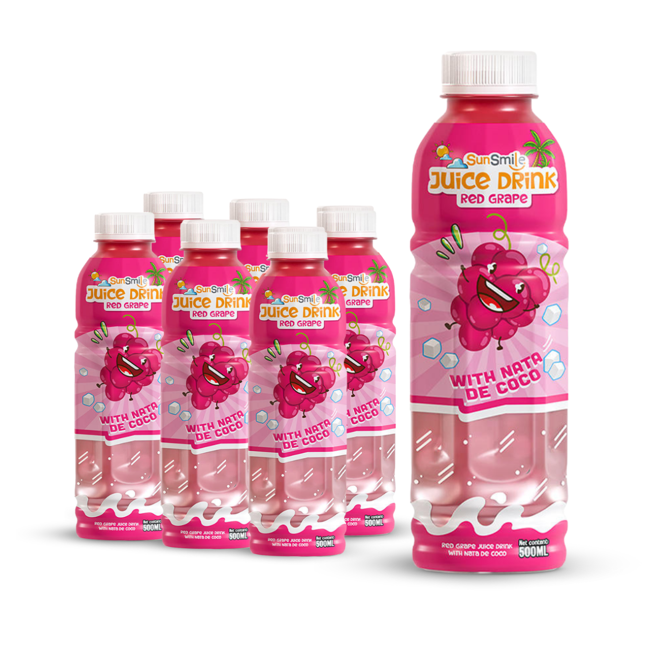 Bottle 500ml 16 9 fl oz red grape juice drink with chewy nata de coco jelly