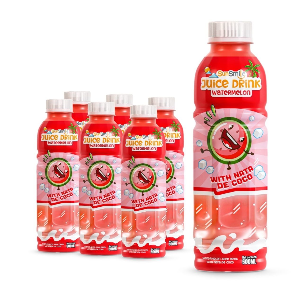 Bottle 500ml 16 9 fl oz watermelon juice drink with chewy nata de coco jelly