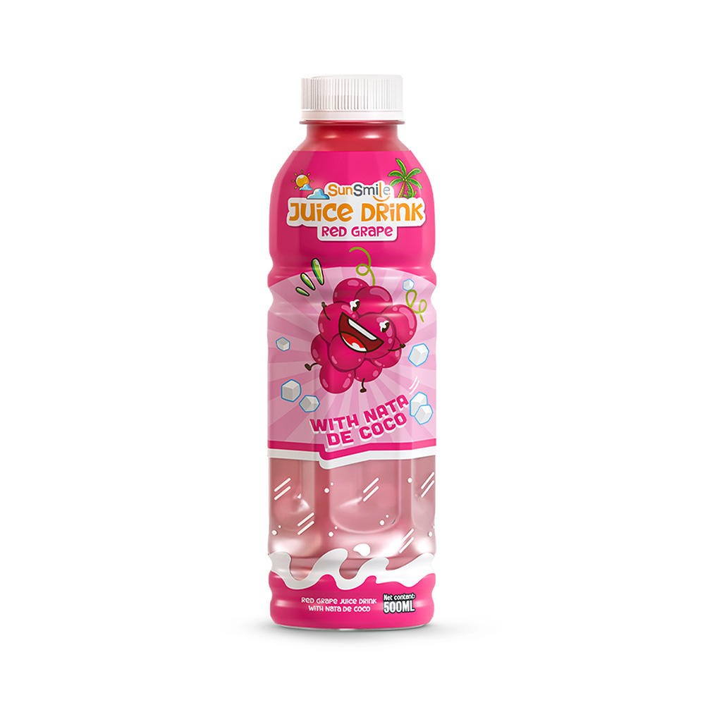 Bottled 500ml 16 9 fl oz red grape juice drink with chewy nata de coco jelly