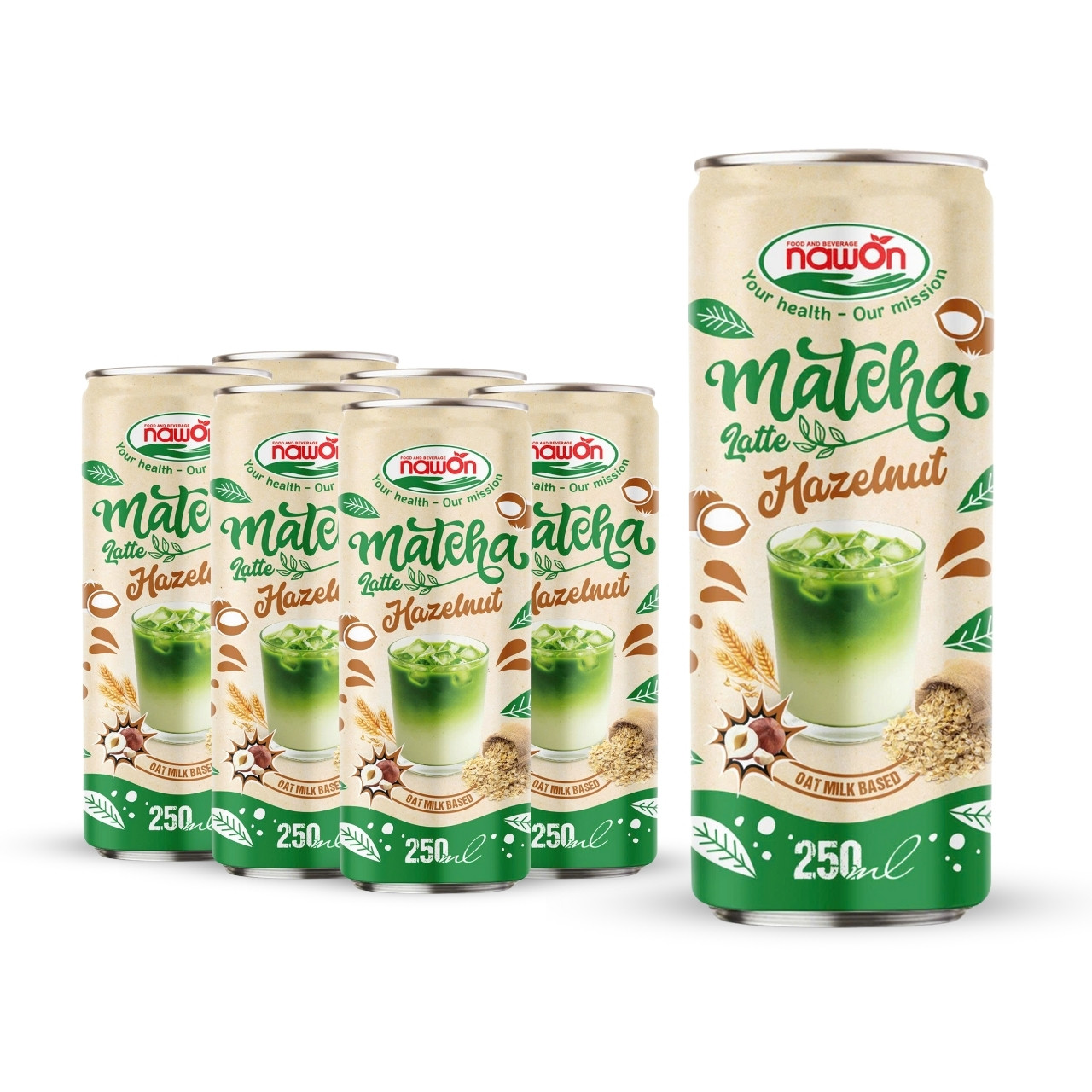 Can 250ml 8 46 fl oz mellow matcha latte oat milk based with hazelnut flavor