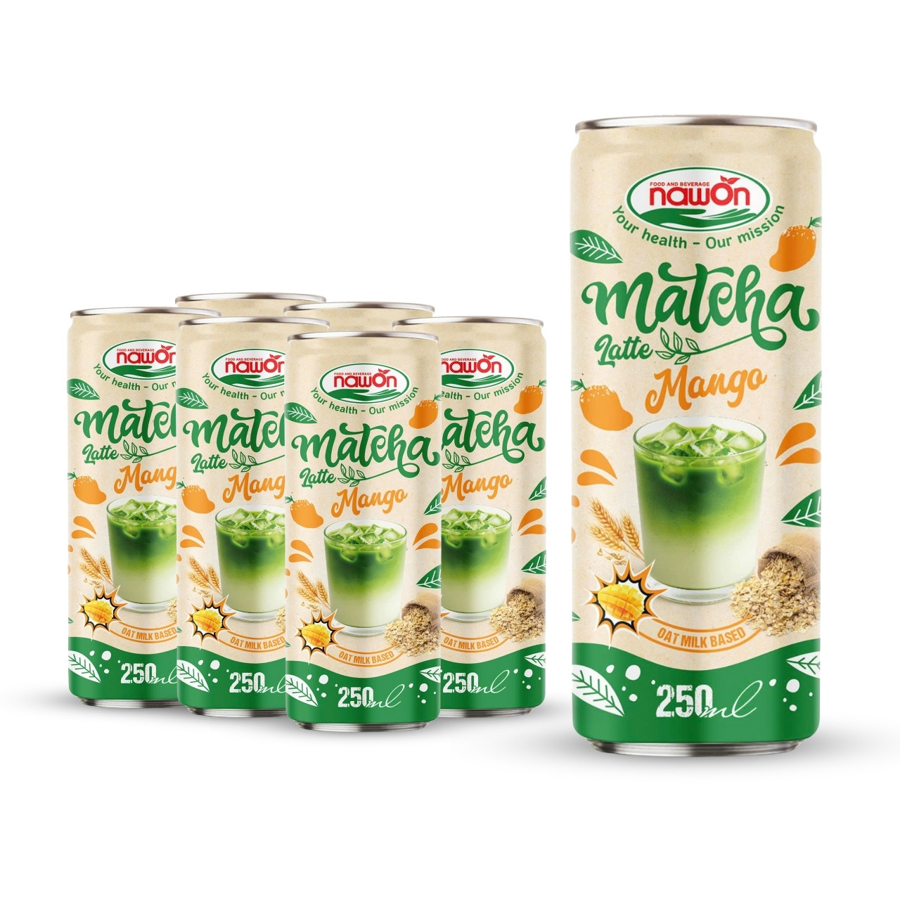 Can 250ml 8 46 fl oz mellow matcha latte oat milk based with mango flavor