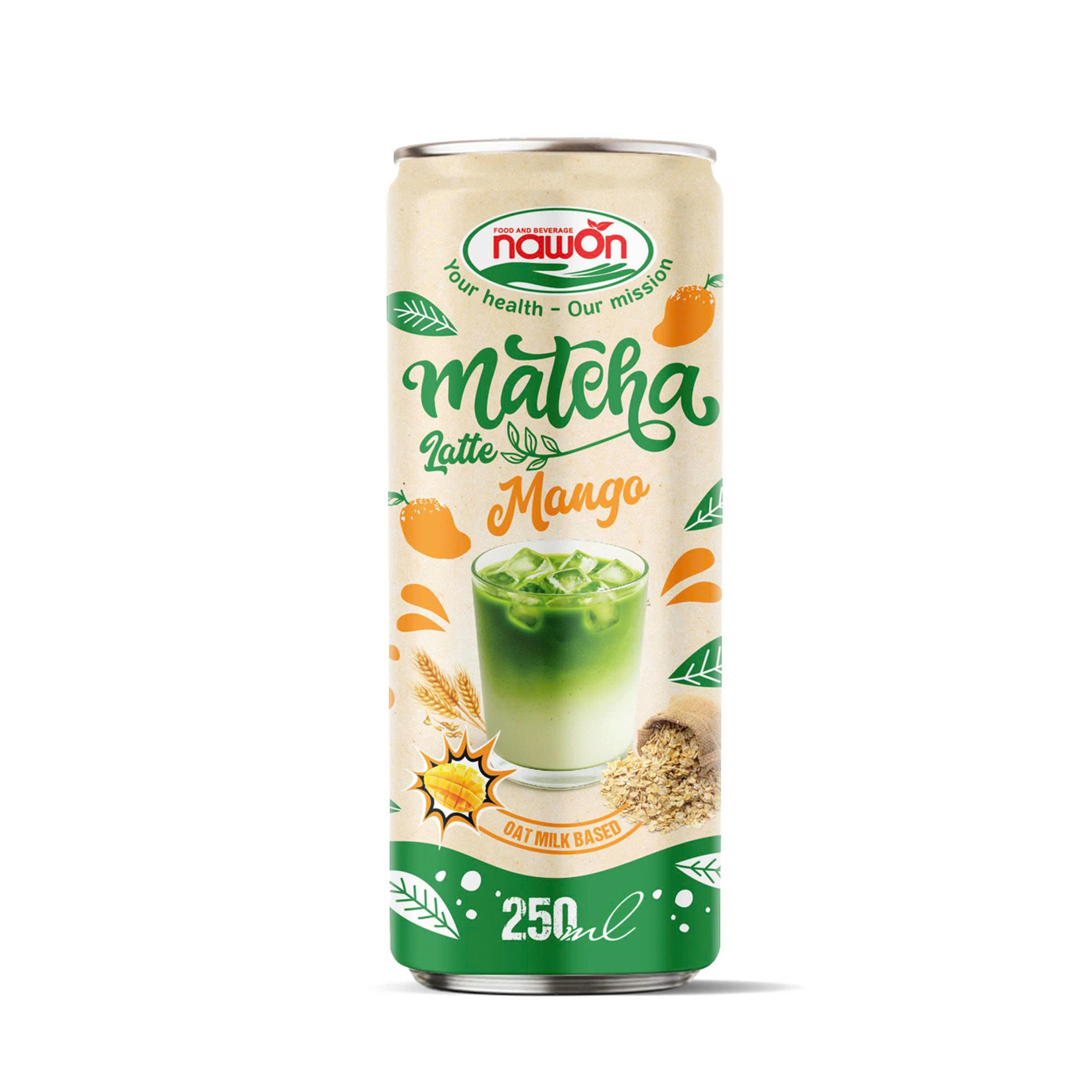 can 250ml 8 46 fl oz mellow matcha latte oat milk based with mango flavor