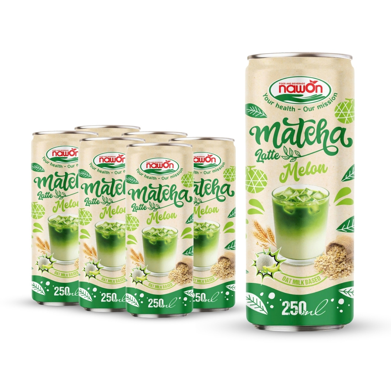 Can 250ml 8 46 fl oz mellow matcha latte oat milk based with melon flavor