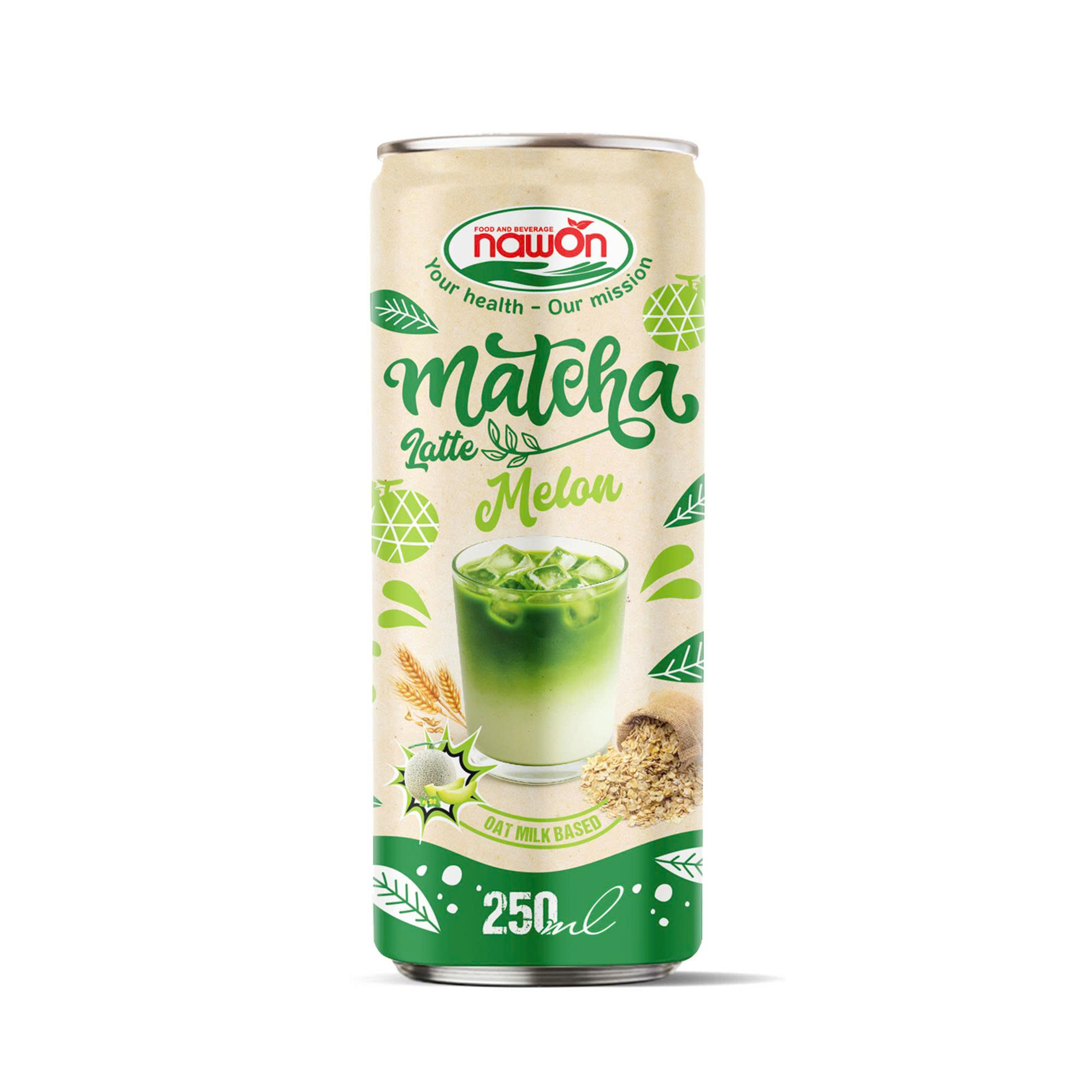 can 250ml 8 46 fl oz mellow matcha latte oat milk based with melon flavor