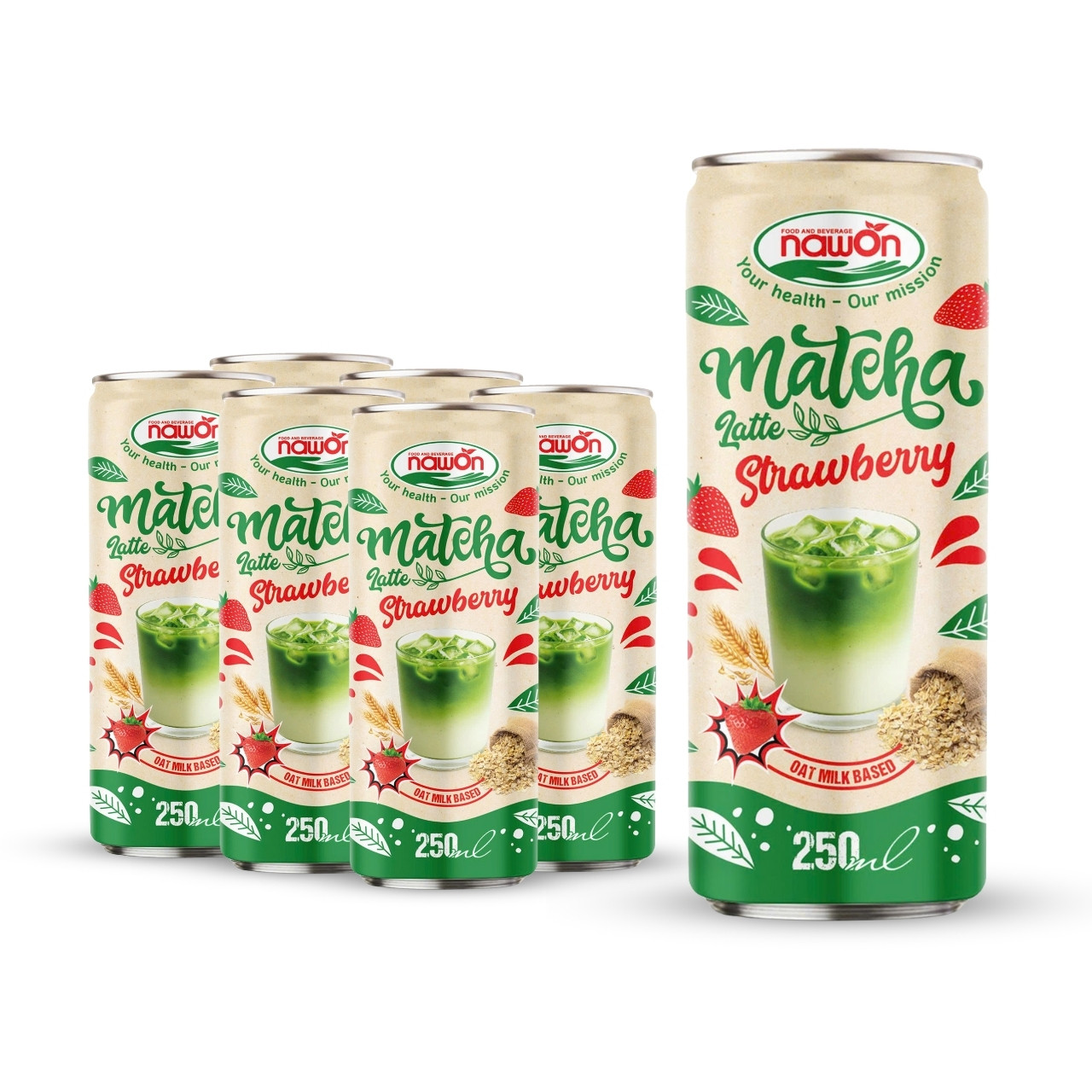 Can 250ml 8 46 fl oz mellow matcha latte oat milk based with strawberry flavor