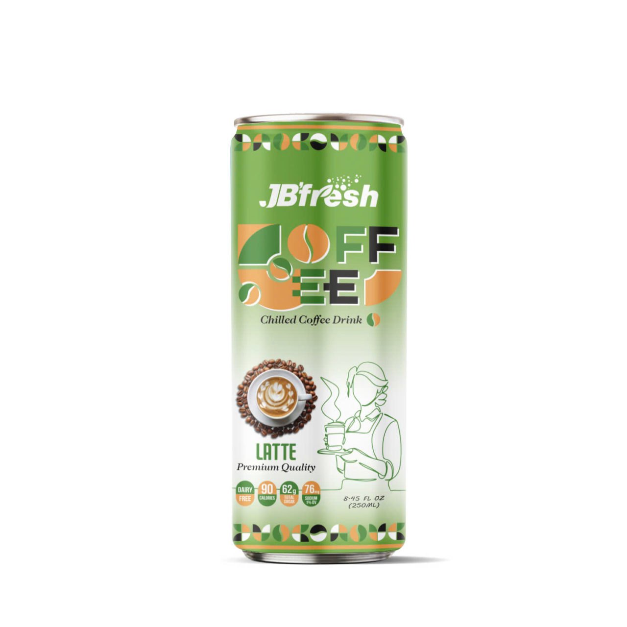 can 250ml 8 46 fl oz premium quality chilled coffee drink with classic latte flavor