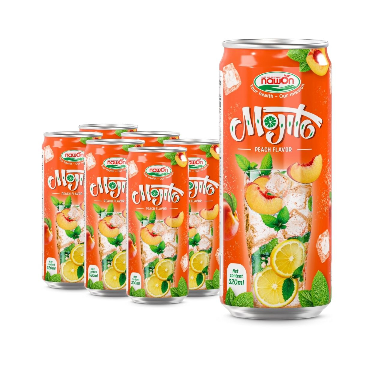 Can 320ml 10 82 fl oz sparkling mojito with juicy peach flavor (1)