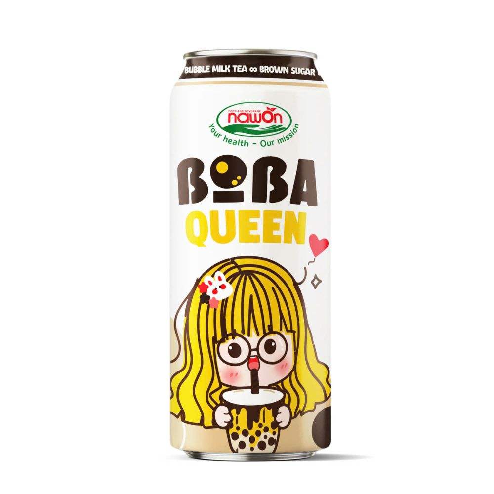 sleek can 500ml 16 9 fl oz boba queen brown sugar bubble tea drink