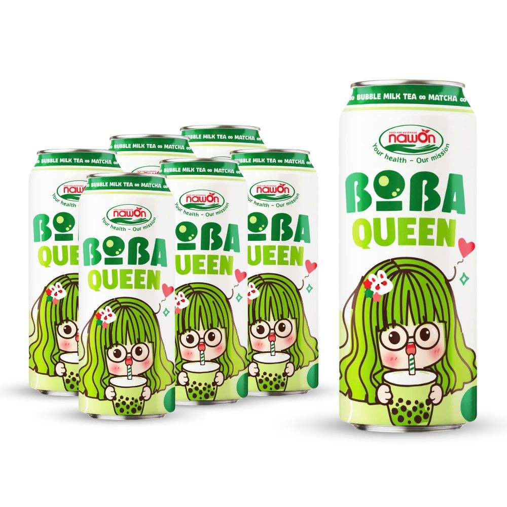 sleek can 500ml 16 9 fl oz boba queen matcha bubble tea drink 2