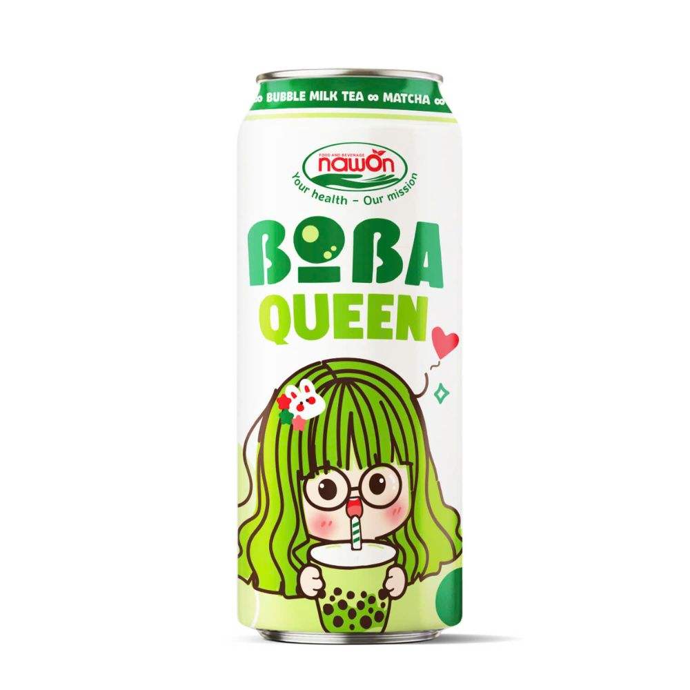 sleek can 500ml 16 9 fl oz boba queen matcha bubble tea drink