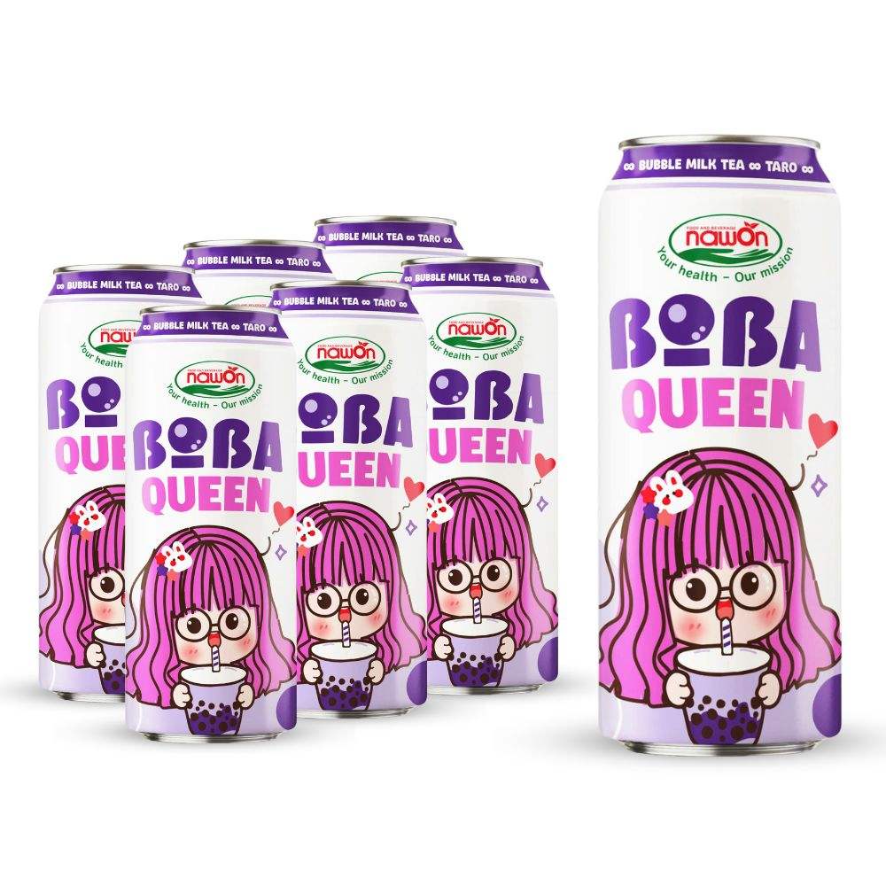 sleek can 500ml 16 9 fl oz boba queen taro bubble tea drink 2