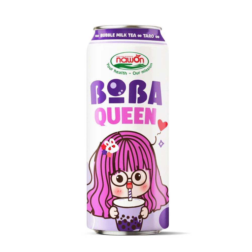 sleek can 500ml 16 9 fl oz boba queen taro bubble tea drink