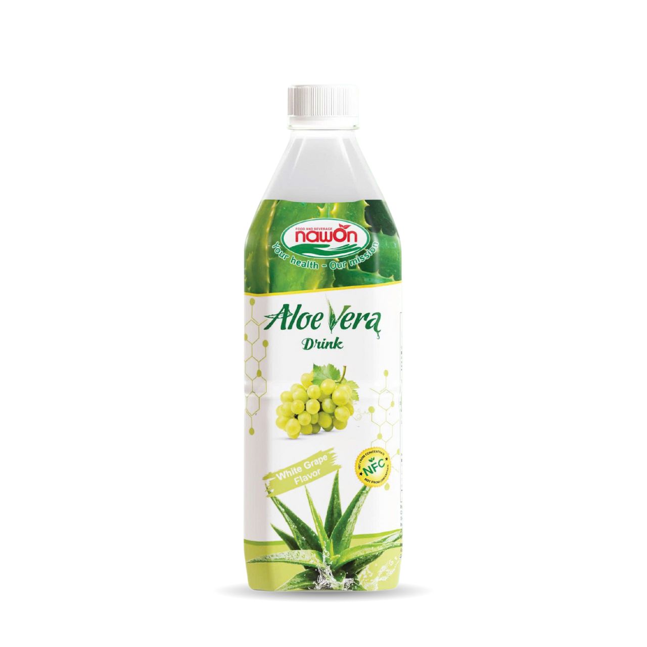 bottle nfc aloe vera drink with white grape flavor 500ml packing 24 bottles carton