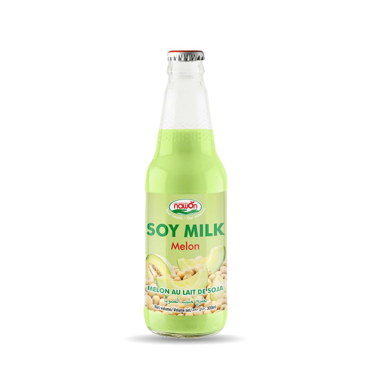 glass bottle 300ml nawon soya milk melon flavor