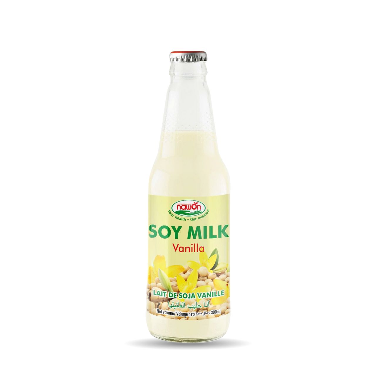 glass bottle 300ml nawon soya milk vanilla flavor