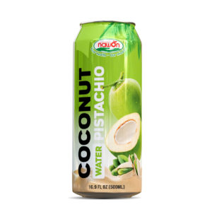 Coconut water with pistachio flavor can 500ml (16 9 fl oz) green