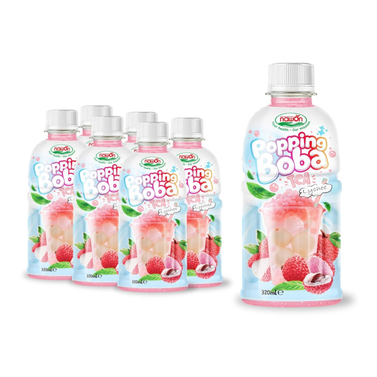 Bottle 320 ml 10 82 fl oz lychee popping boba tea made for a fun sweet and refreshing taste (2)