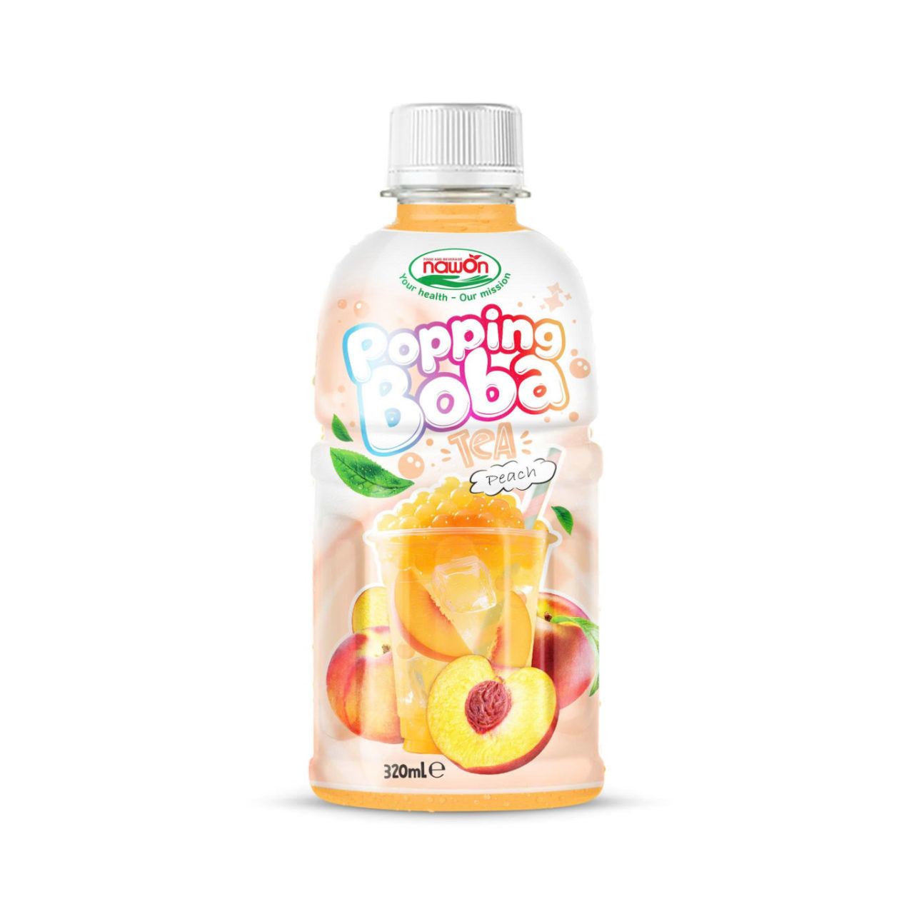 Bottle 320 ml 10 82 fl oz peach popping boba tea made for a fun sweet and refreshing taste (1)