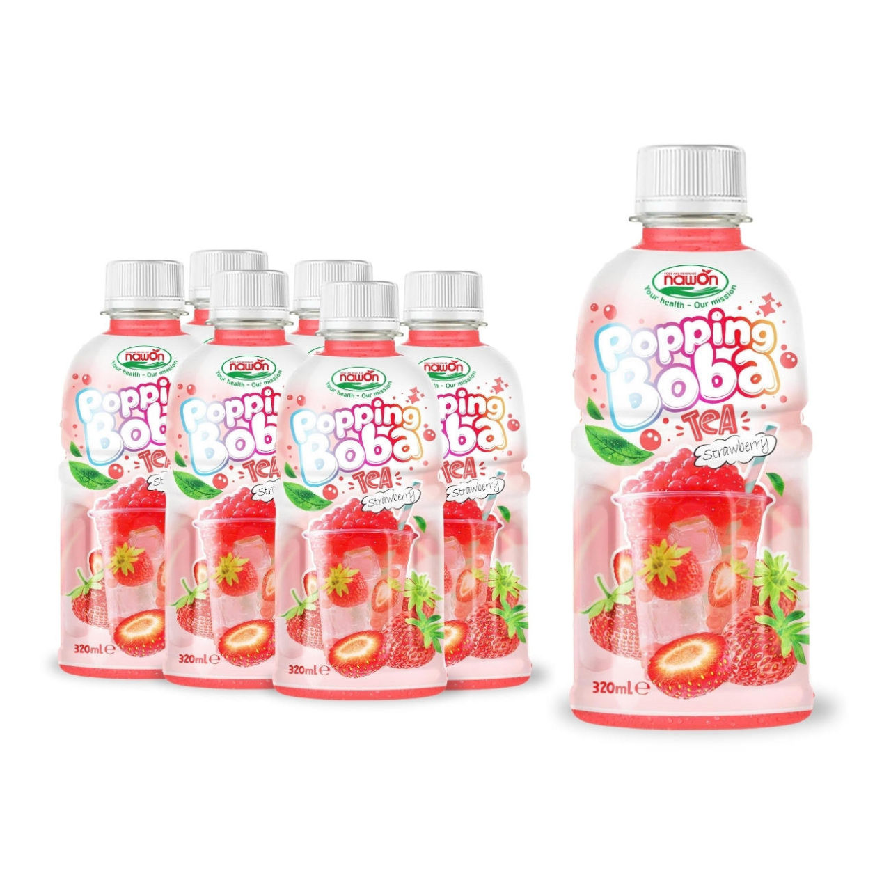 bottle 320 ml 10 82 fl oz strawberry popping boba tea made for a fun sweet and refreshing taste (2)