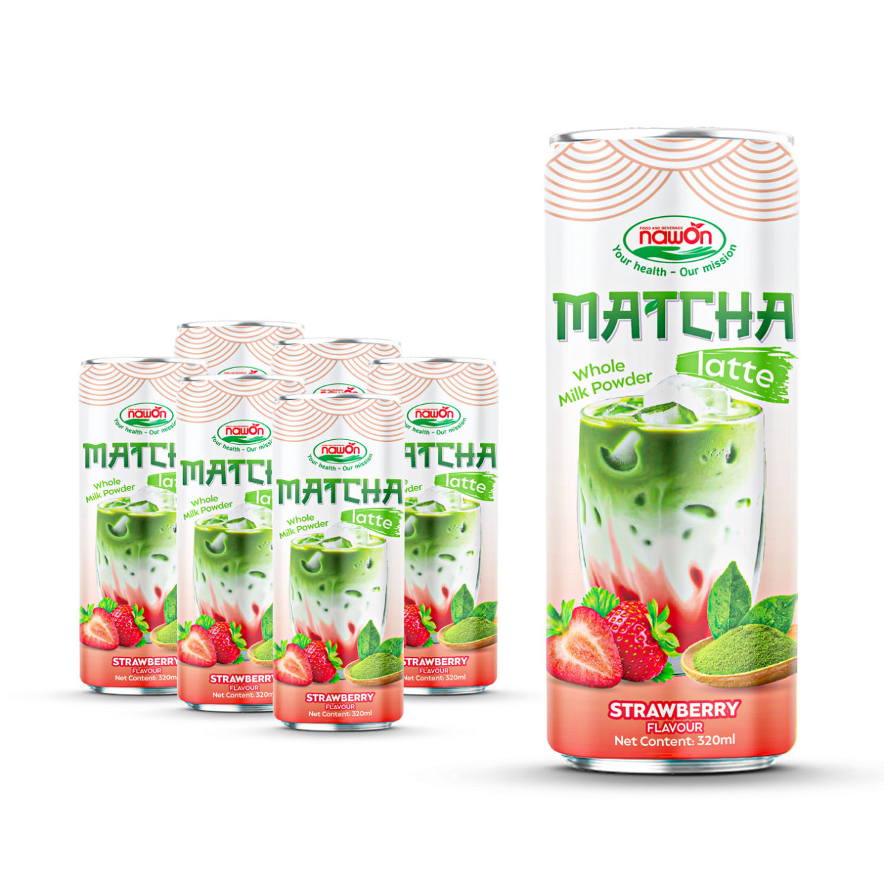 can 320ml 10 8 fl oz fresh whole milk powder matcha latte with a delicate strawberry flavor
