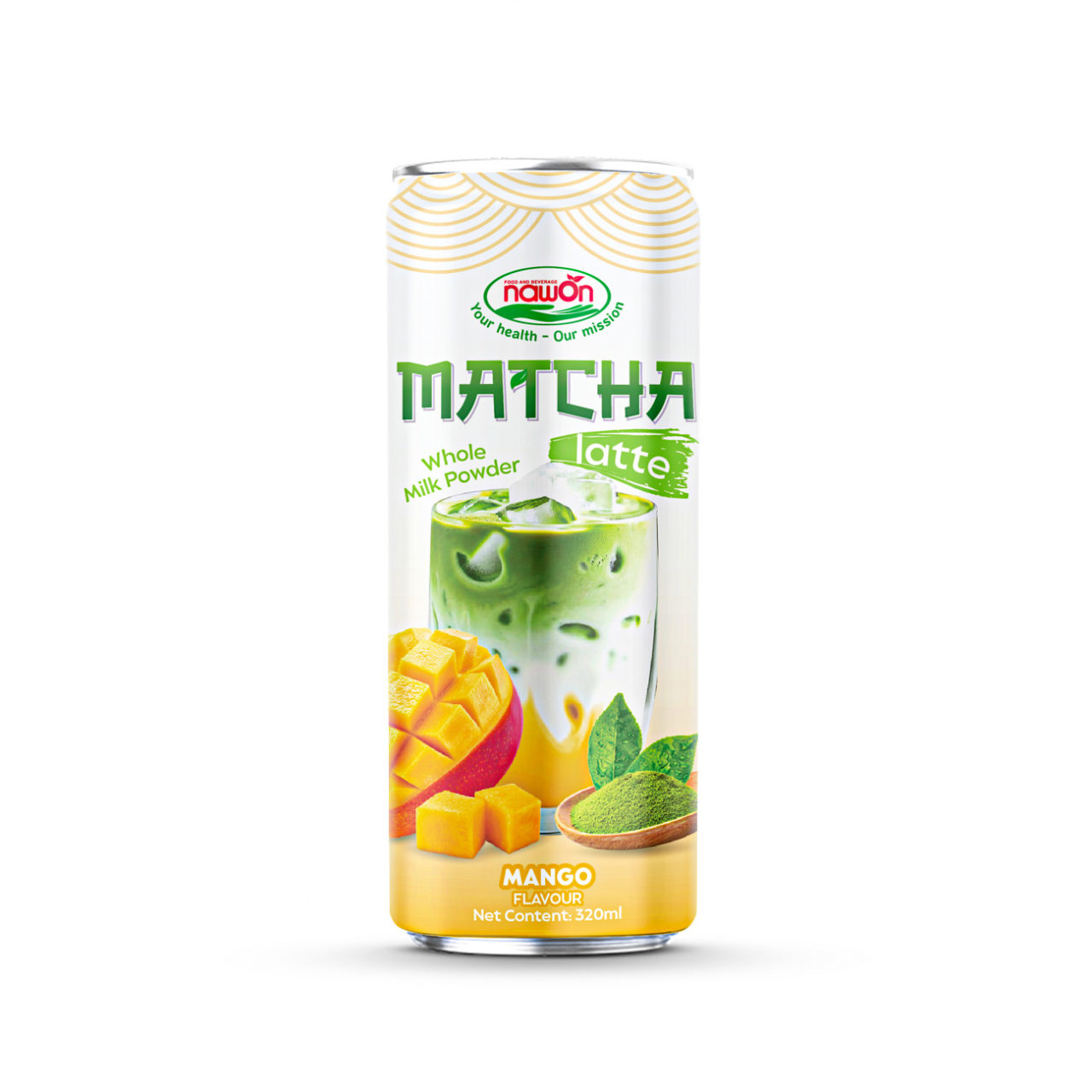 can 320ml 10 8 fl oz fresh whole milk powder matcha latte with a subtle sweet mango flavor