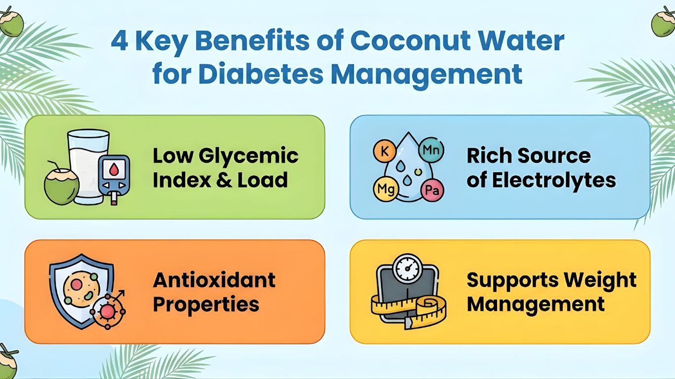 Benefits of Coconut Water for Diabetes Management Benefits of Coconut Water for Diabetes Management