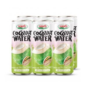 can 320ml 10 82 fl oz refreshing real coconut water with pistachio blending tropical freshness with a rich nutty character nawon