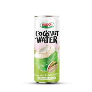 can 320ml 10 82 fl oz refreshing real coconut water with pistachio blending tropical freshness with a rich nutty character nawon